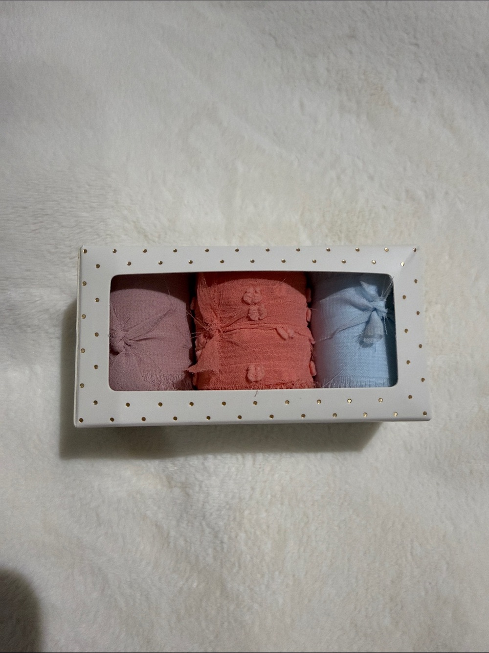 Set of 3 Decorative Rolled Towels - Pink, Coral, Light Blue